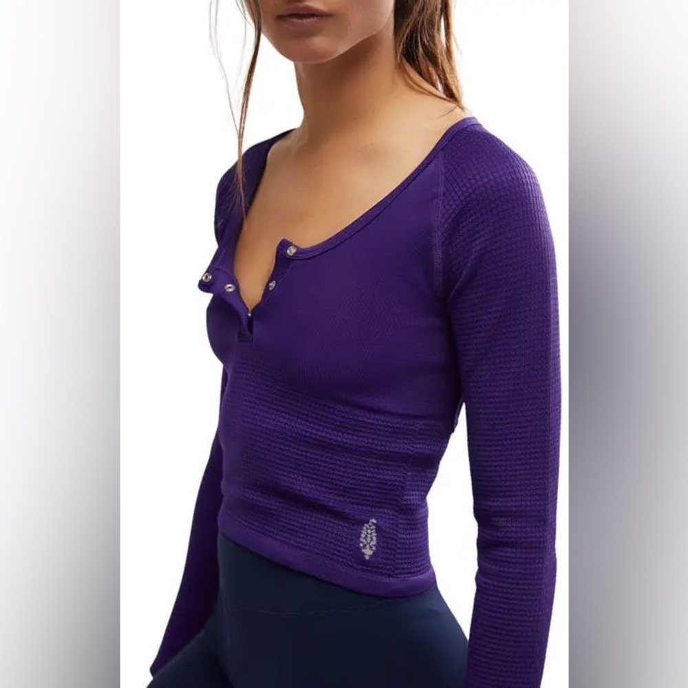NFSFree People Bail Out Crop Knit Top - Dark Amethyst NWT XS/S - Picture 4 of 5